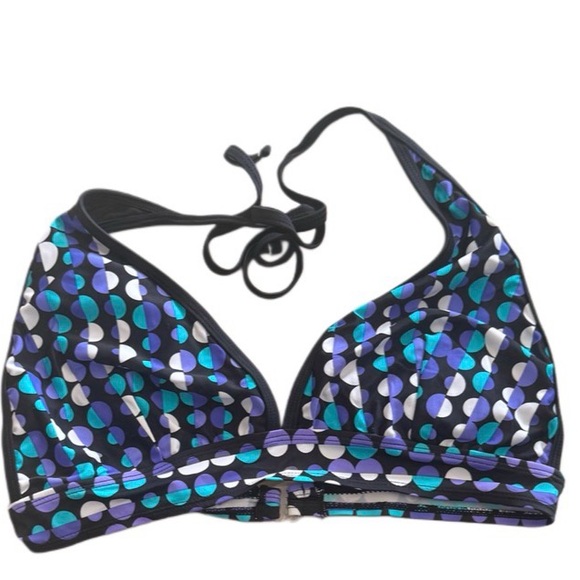 Marina West Other - Marina West Polka Dot Triangle Halter Bikini Top - Blue, Teal, Purple Size M